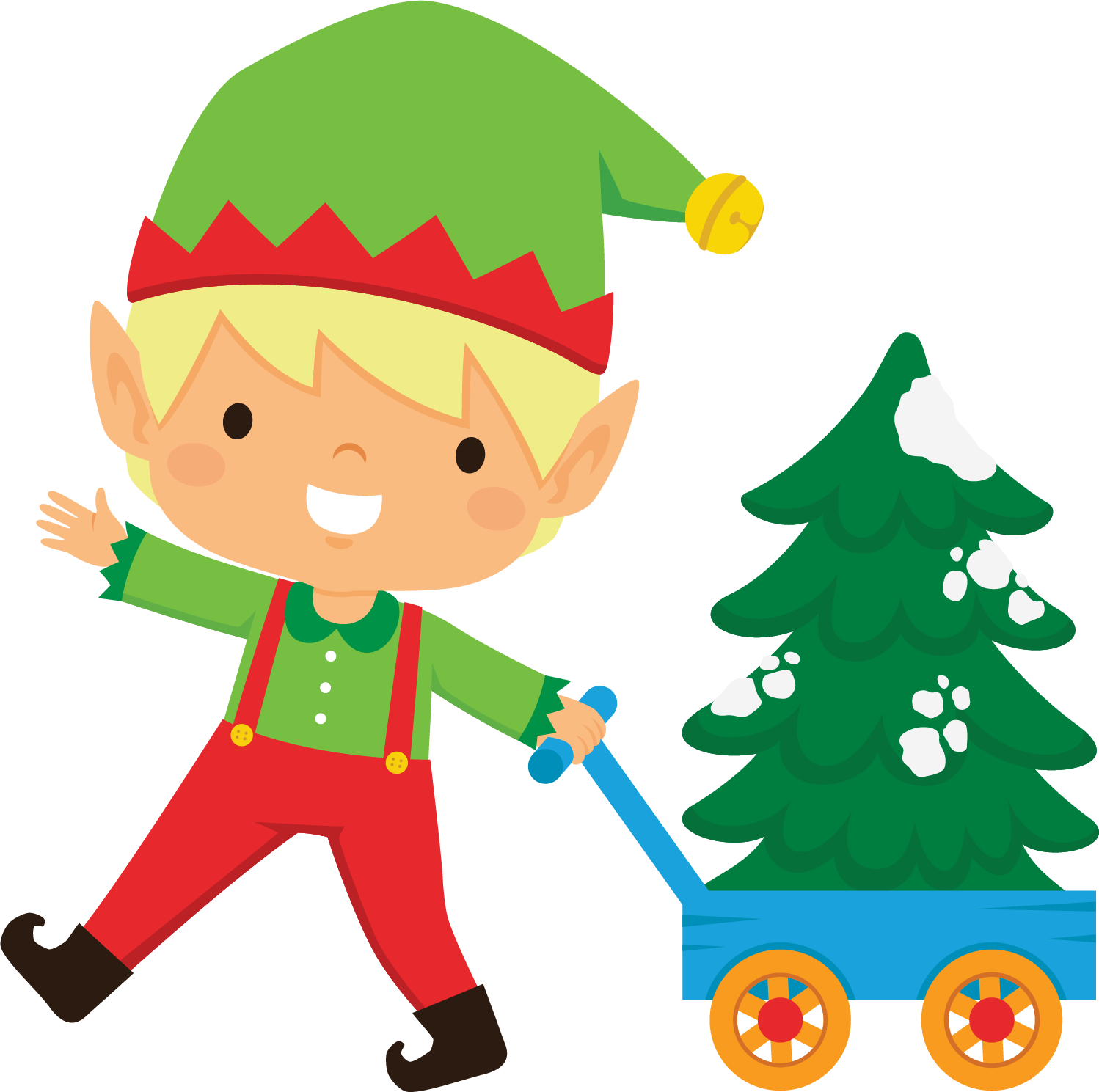 Elf delivering a Christmas tree